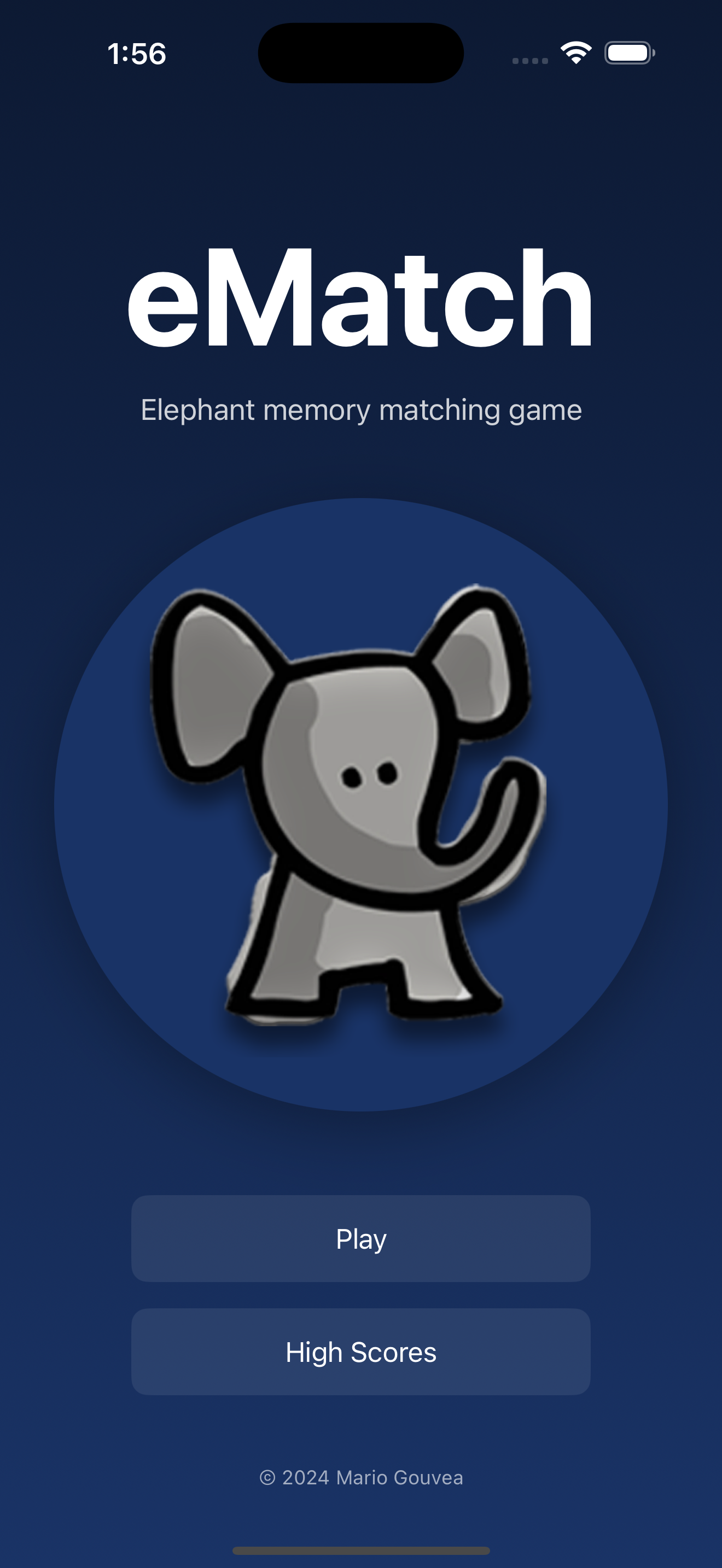 eMatch Game Home Screen